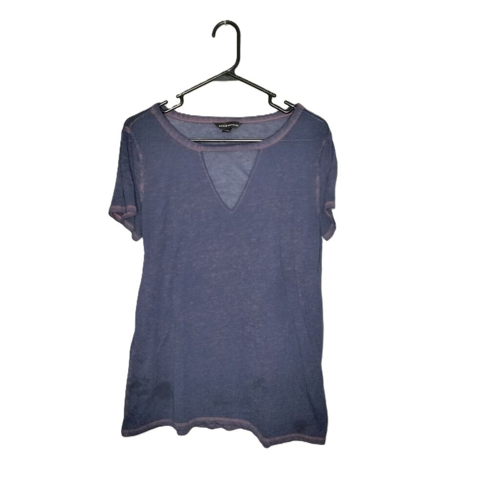 Rock & Republic ~ Purple Sheer Rocker V-Neck Top ~ Size Medium